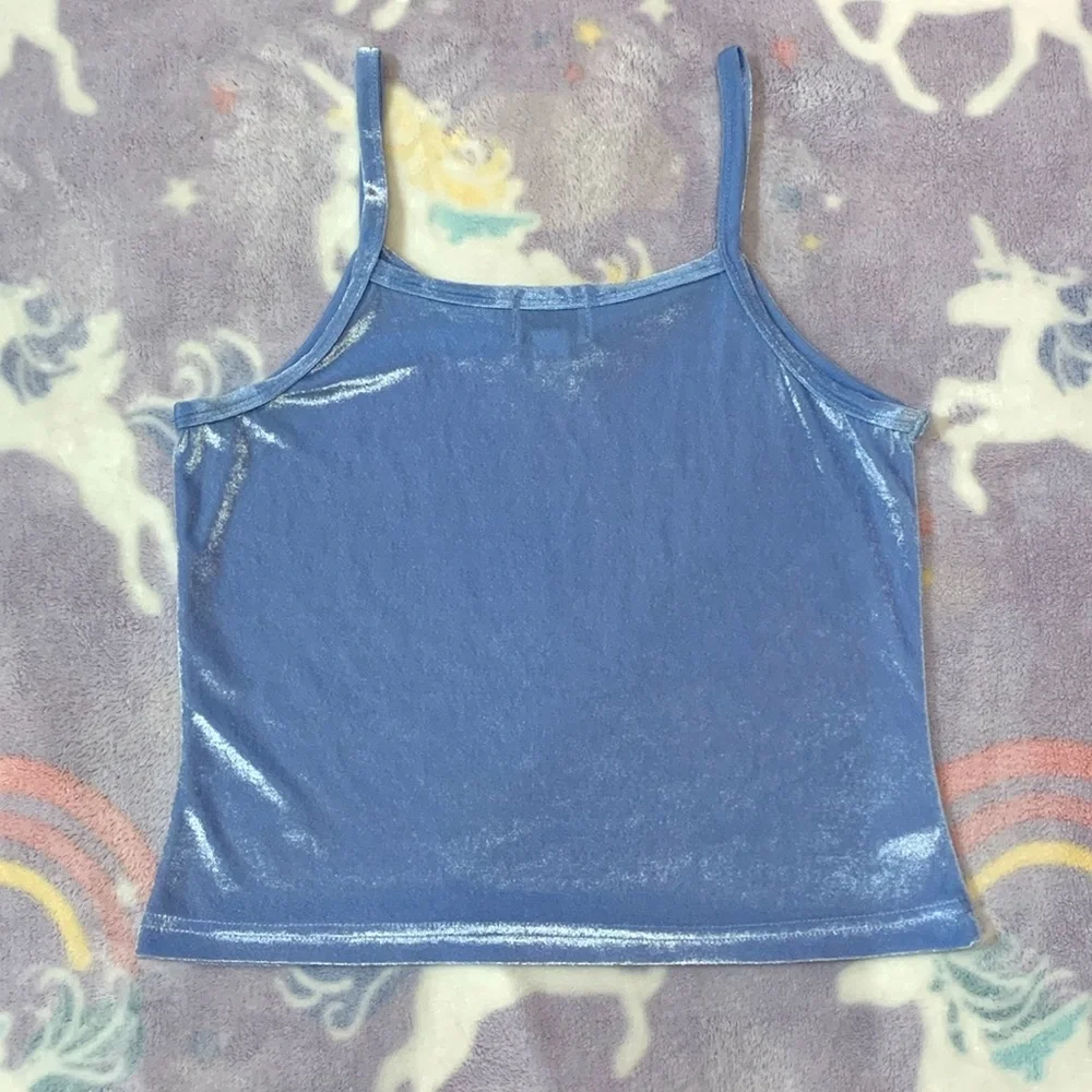 Baby Blue Y2K Tank Top with Silver Stars - Picture 2 of 6